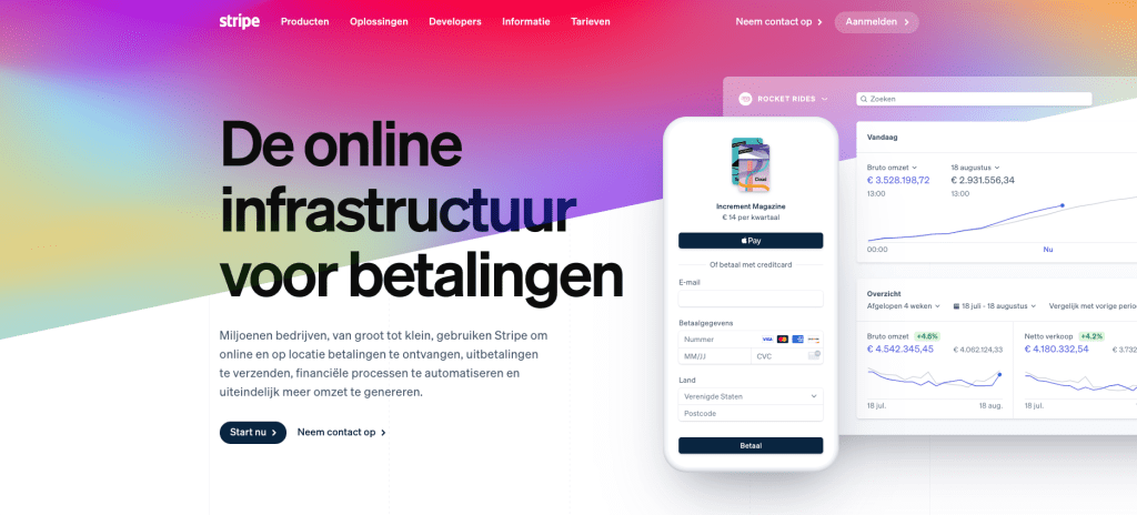 B2B webdesign trends 2024 - een voorbeeld van een minimalistisch webdesign van Stripe